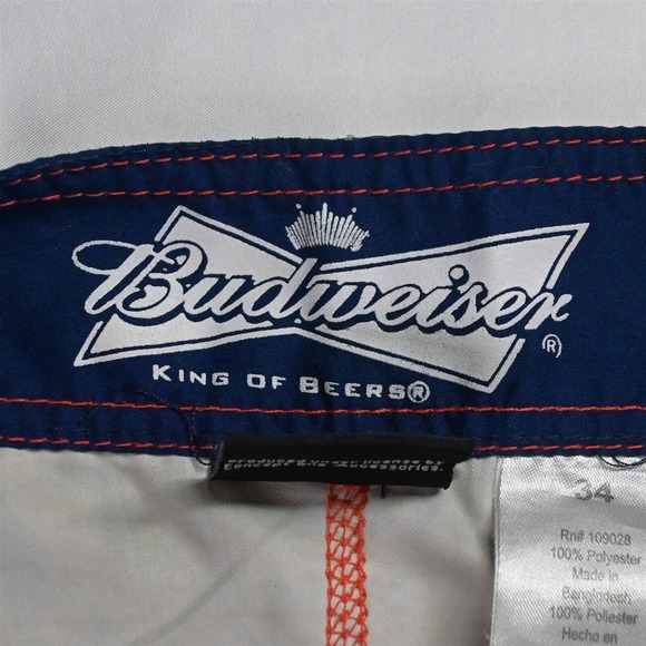 Budweiser 34 x 10" Blue Red White Logo Unlined Board Shorts - Picture 3 of 7